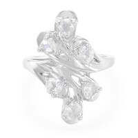 Bague en argent et Pierre de Lune arc-en-ciel