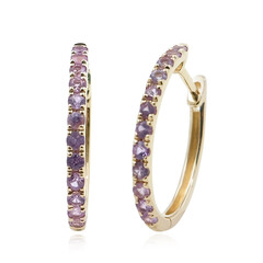 Boucles d'oreilles en or et Saphir pourpre de Ceylan non chauffé
