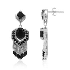 Boucles d'oreilles en argent et Spinelle noir