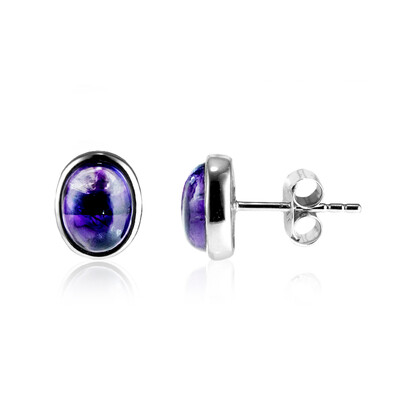 Boucles d'oreilles en argent et Améthyste chevron
