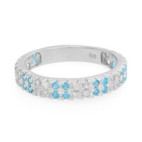 Bague en argent et Apatite bleu néon