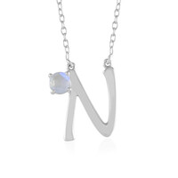 Collier en argent et Pierre de Lune arc-en-ciel