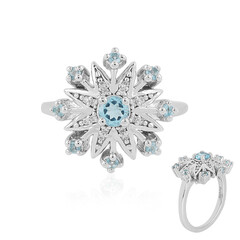 Bague en argent et Topaze bleu Suisse