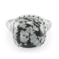 Bague en argent et Obsidienne Flocon-de-Neige