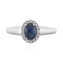 Bague en argent et Saphir étoilé bleu