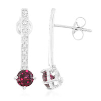 Boucles d'oreilles en argent et Rhodolite du Brésil