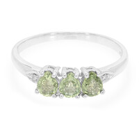 Bague en argent et Saphir vert