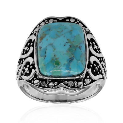 Bague en argent et Turquoise bleue de Mohavie (Art of Nature)