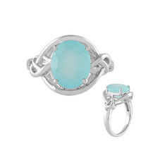 Bague en argent et Calcédoine d'eau