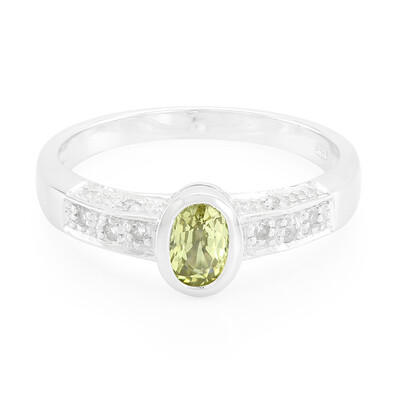 Bague en argent et Chrysobéryl du Brésil