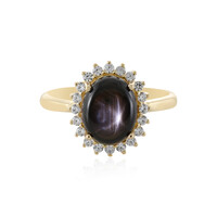 Bague en or et Saphir étoilé noir