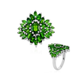 Bague en argent et Diopside de Russie