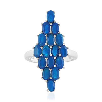 Bague en argent et Opale bleu néon