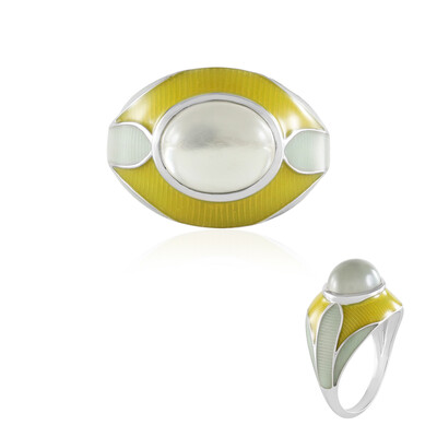 Bague en argent et Pierre de lune verte (Adela Silber)