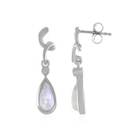 Boucles d'oreilles en argent et Pierre de Lune arc-en-ciel