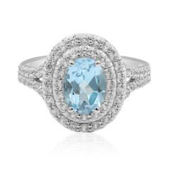 Bague en argent et Topaze bleu ciel
