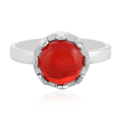 Bague en argent et Opale rouge d'Éthiopie