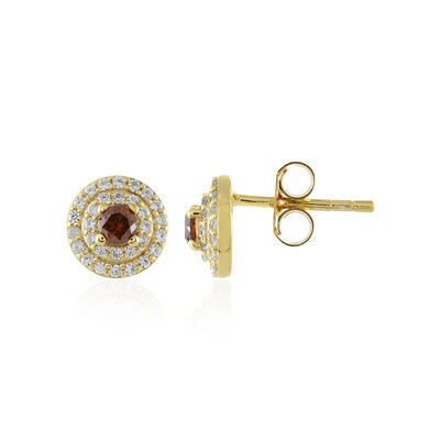 Boucles d'oreilles en argent et Diamant cognac I3