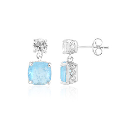 Boucles d'oreilles en argent et Quartz bleu pastel