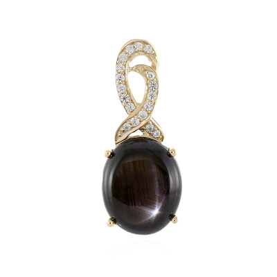 Pendentif en or et Saphir étoilé noir