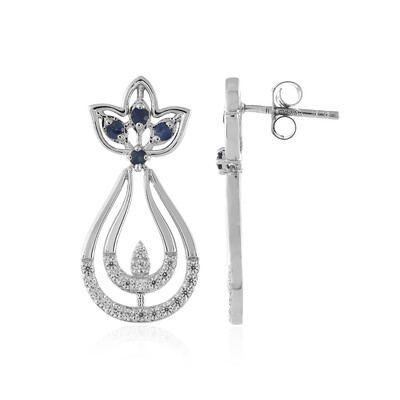 Boucles d'oreilles en argent et Saphir bleu