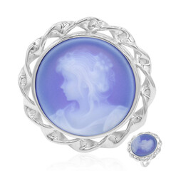 Bague en argent et Agate zonée bleue