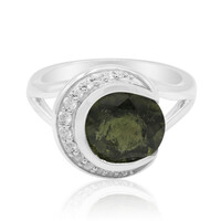Bague en argent et Moldavite
