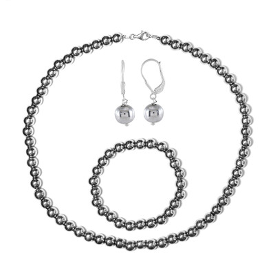 Parure en argent et Hématite argentée