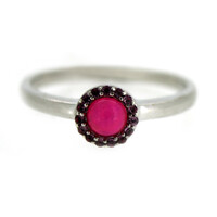 Bague en argent et Opale rose d'Éthiopie