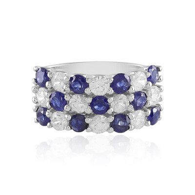 Bague en argent et Saphir bleu de Madagascar
