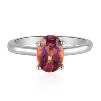 Bague en argent et Topaze mystique rouge du soir