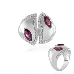 Bague en argent et Grenat Rhodolite framboise (de Melo)