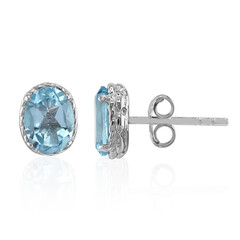 Boucles d'oreilles en argent et Topaze bleu ciel