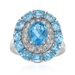 Bague en argent et Topaze bleu Suisse