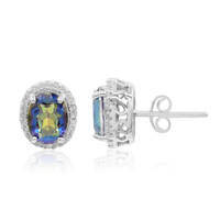 Boucles d'oreilles en argent et Quartz mystique bleu