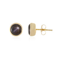 Boucles d'oreilles en argent et Saphir étoilé noir