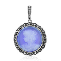 Pendentif en argent et Agate zonée bleue