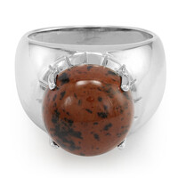 Bague pour homme en argent et Obsidienne acajou