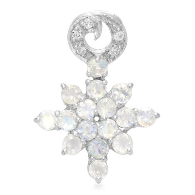Pendentif en argent et Pierre de Lune arc-en-ciel