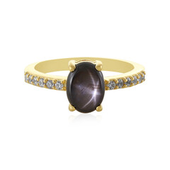 Bague en argent et Saphir étoilé noir