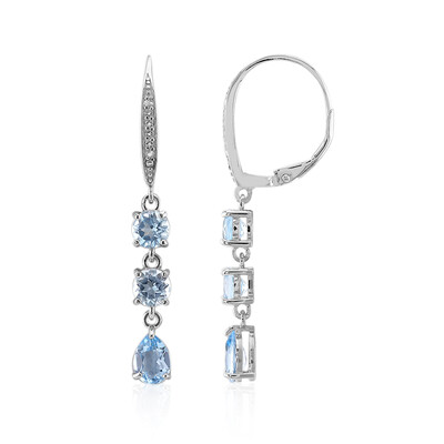 Boucles d'oreilles en argent et Topaze bleu Suisse