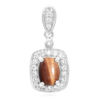 Pendentif en argent et Œil-de-tigre rouge