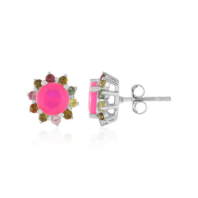 Boucles d'oreilles en argent et Opale rose d'Éthiopie