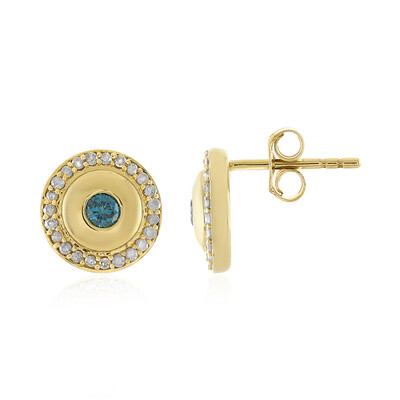 Boucles d'oreilles en or et Diamant bleu I4