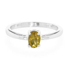 Bague en argent et Quartz champagne