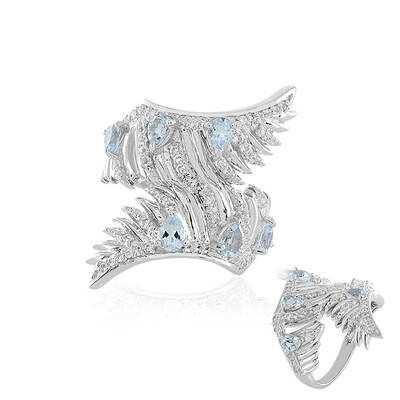 Bague en argent et Topaze bleu ciel