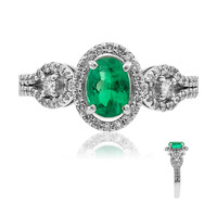Bague en platine et Emeraude de Zambie AAA (CIRARI)