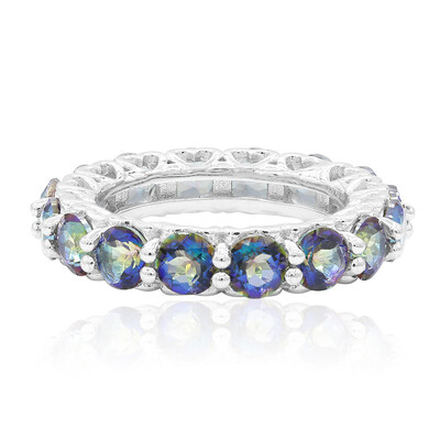 Bague en argent et Quartz mystique bleu