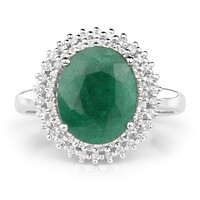 Bague en argent et Béryl couleur émeraude