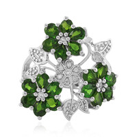 Bague en argent et Diopside de Russie